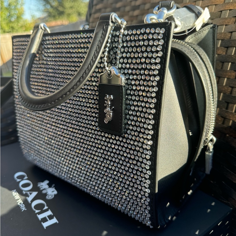 New Coach Rogue 25 Top Handle With Sparkly Crystals
